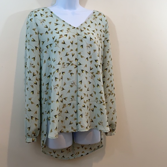 LC Lauren Conrad Floral V-Front & Back Shirt  Sz S - Picture 5 of 9